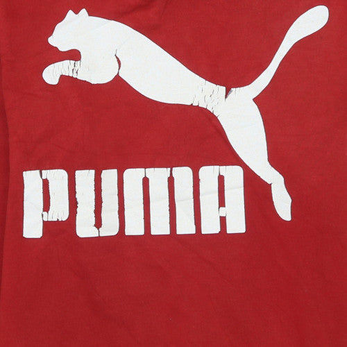 Puma Men's Red Pullover Hoodie M Logo Graphic Sportswear