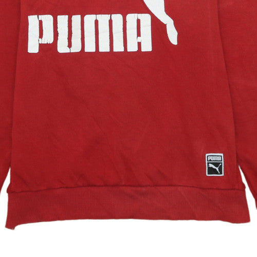 Puma Men's Red Pullover Hoodie M Logo Graphic Sportswear