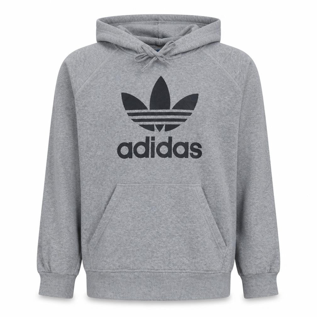 Adidas Mens Grey XL Pullover Hoodie Logo Fleece Sweatshirt