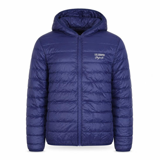 Lee Cooper Men's Blue Hooded Puffer Jacket Size S Polyester Down Filled