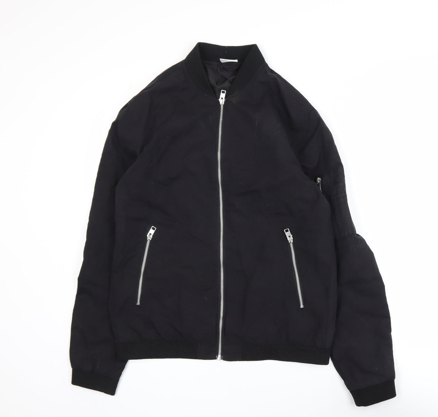 Jack & Jones Men's Black Bomber Jacket Size S Zip Lightweight