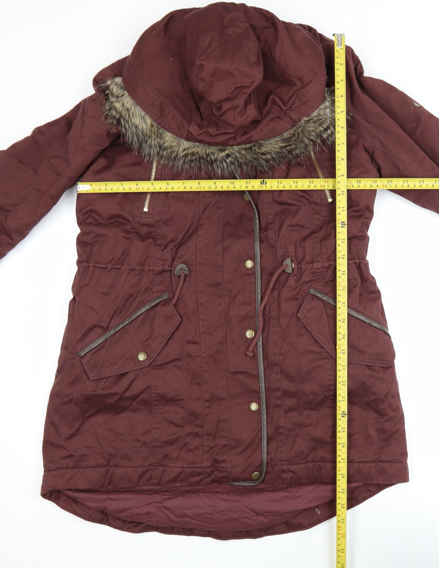 Marks and Spencer Women's Brown Faux Fur Hooded Parka Coat UK 14