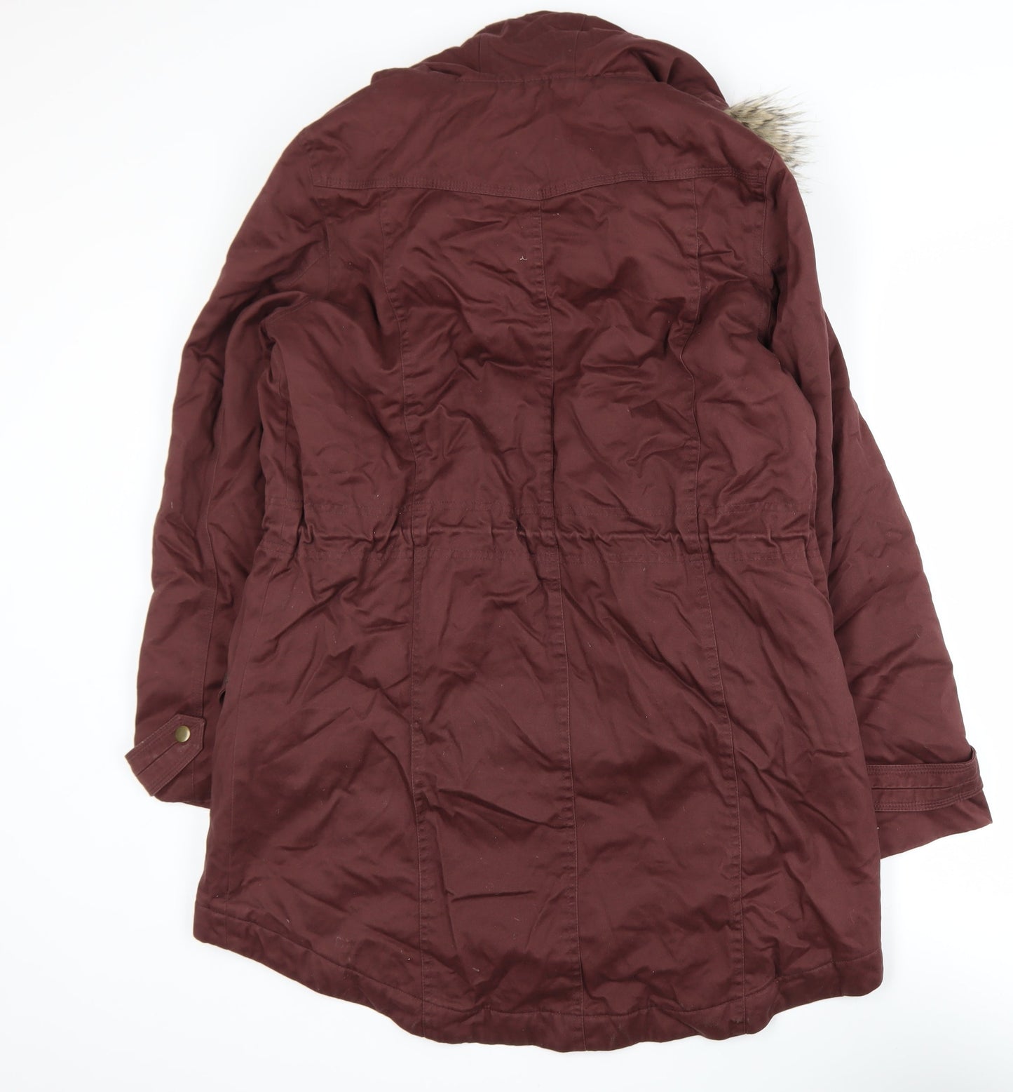 Marks and Spencer Women's Brown Faux Fur Hooded Parka Coat UK 14