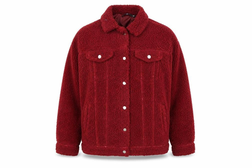 Missguided Women's Red Fleece Bomber Jacket Size 8
