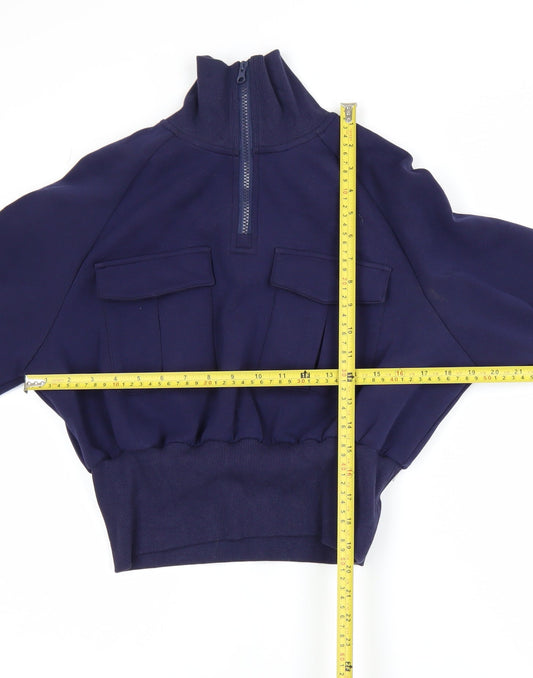 Commense Women Navy 1/4 Zip Pullover Sweatshirt M Cotton Blend