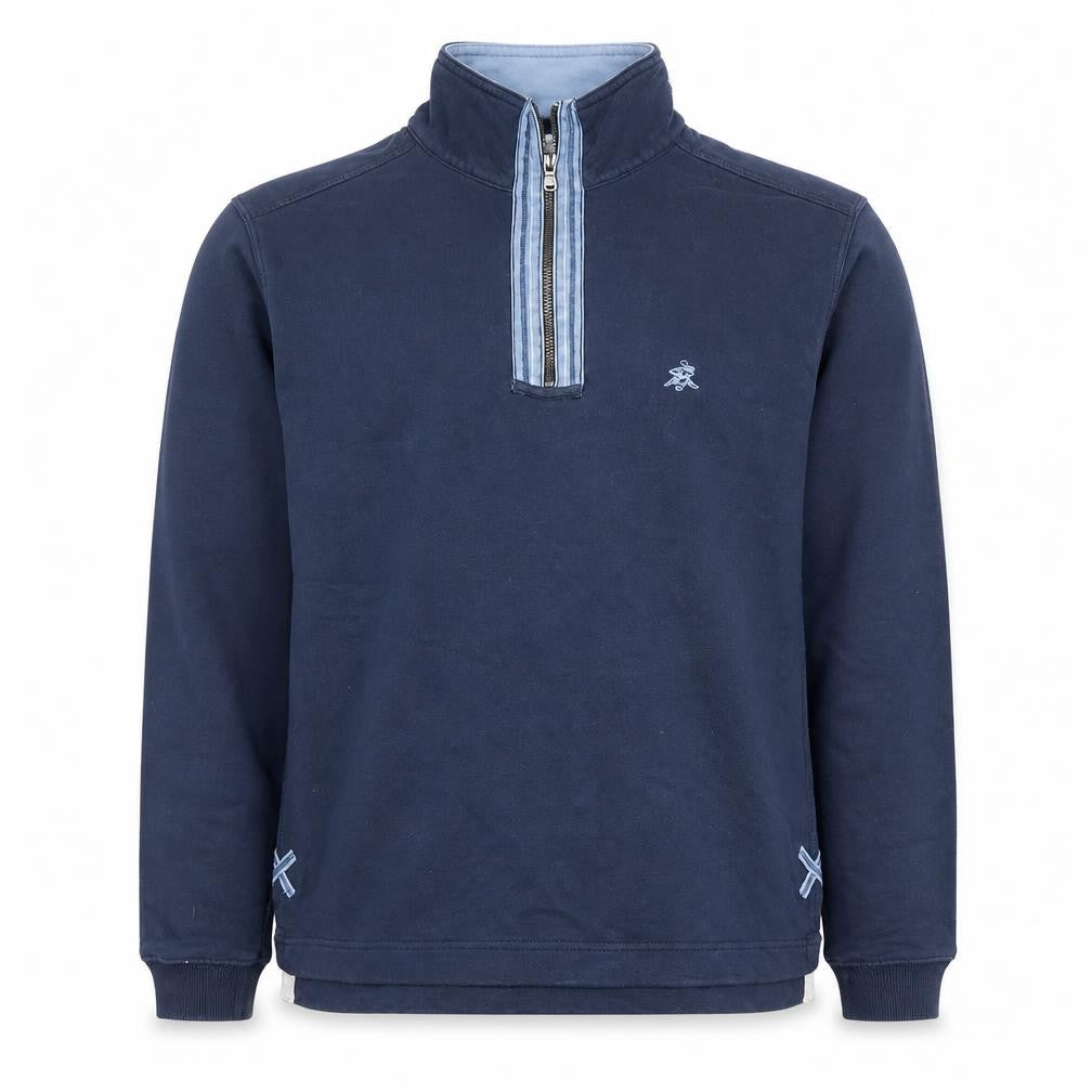 White Stuff Men's Blue 1/4 Zip Henley Sweatshirt Size S