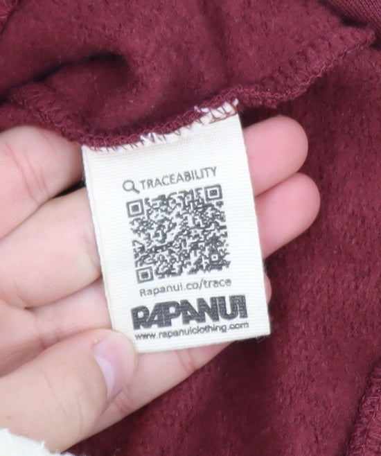 Rapanui Men's Red Pullover Hoodie M Graphic Print Cotton