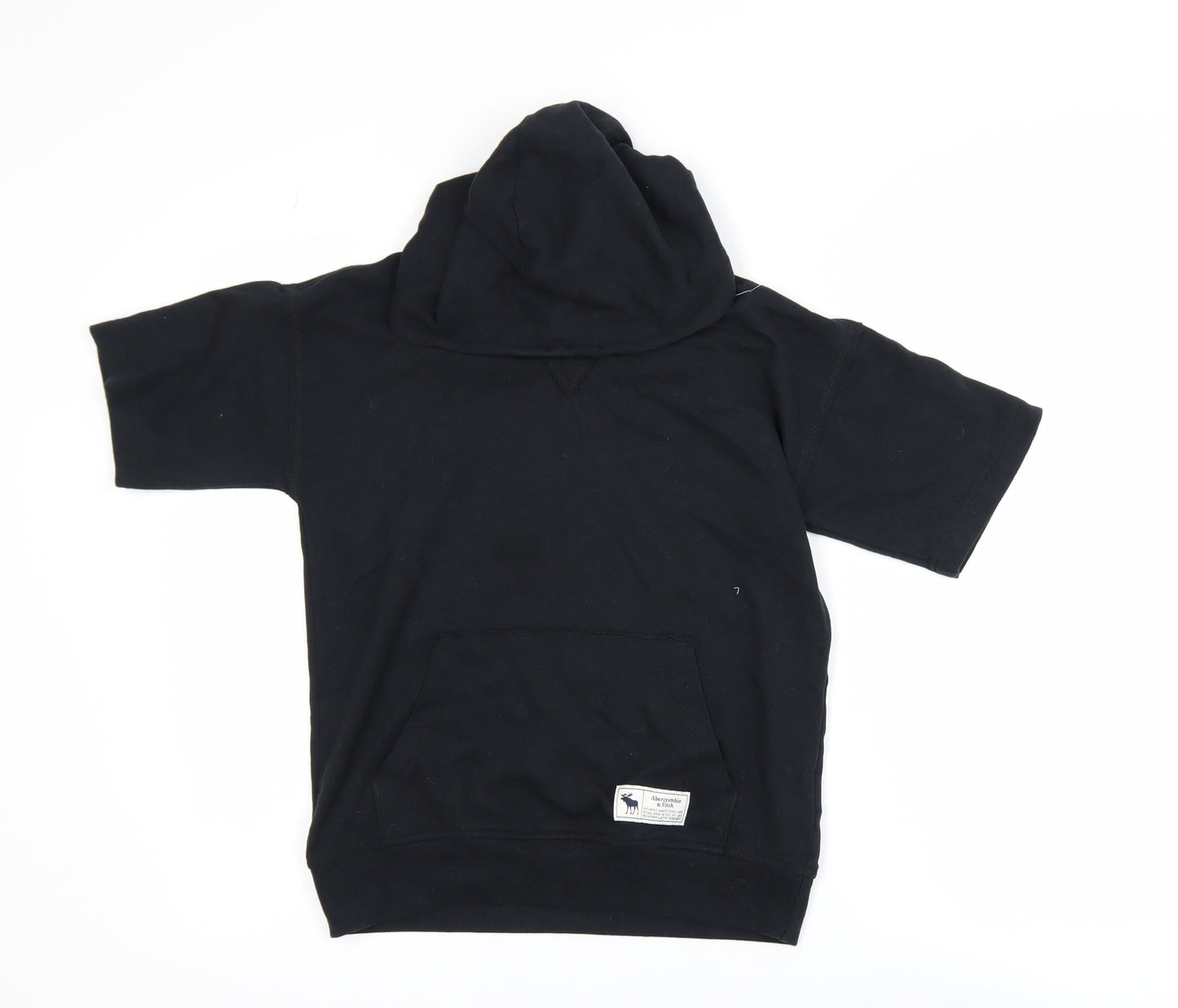 Abercrombie Kids Boys Black 9-10 Years Relaxed Fit Hooded Short Sleeve T-Shirt
