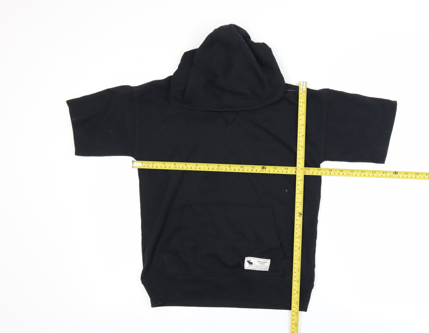 Abercrombie Kids Boys Black 9-10 Years Relaxed Fit Hooded Short Sleeve T-Shirt