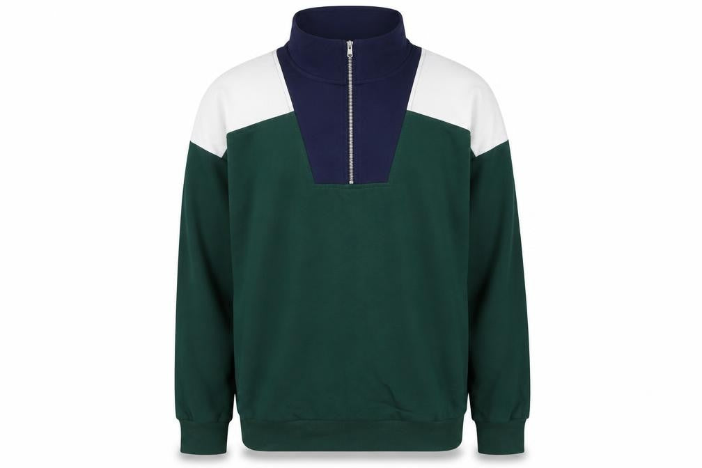 AVA & VIV Unisex Green 2XL Pullover 1/4 Zip Sweatshirt