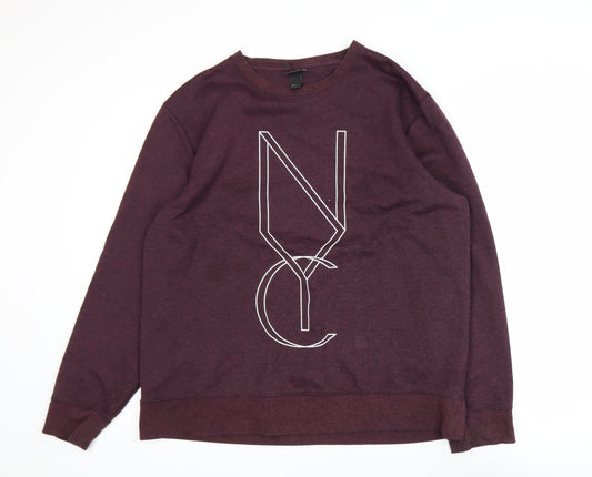 H&M Men’s Purple NYC Graphic Pullover Sweatshirt XL