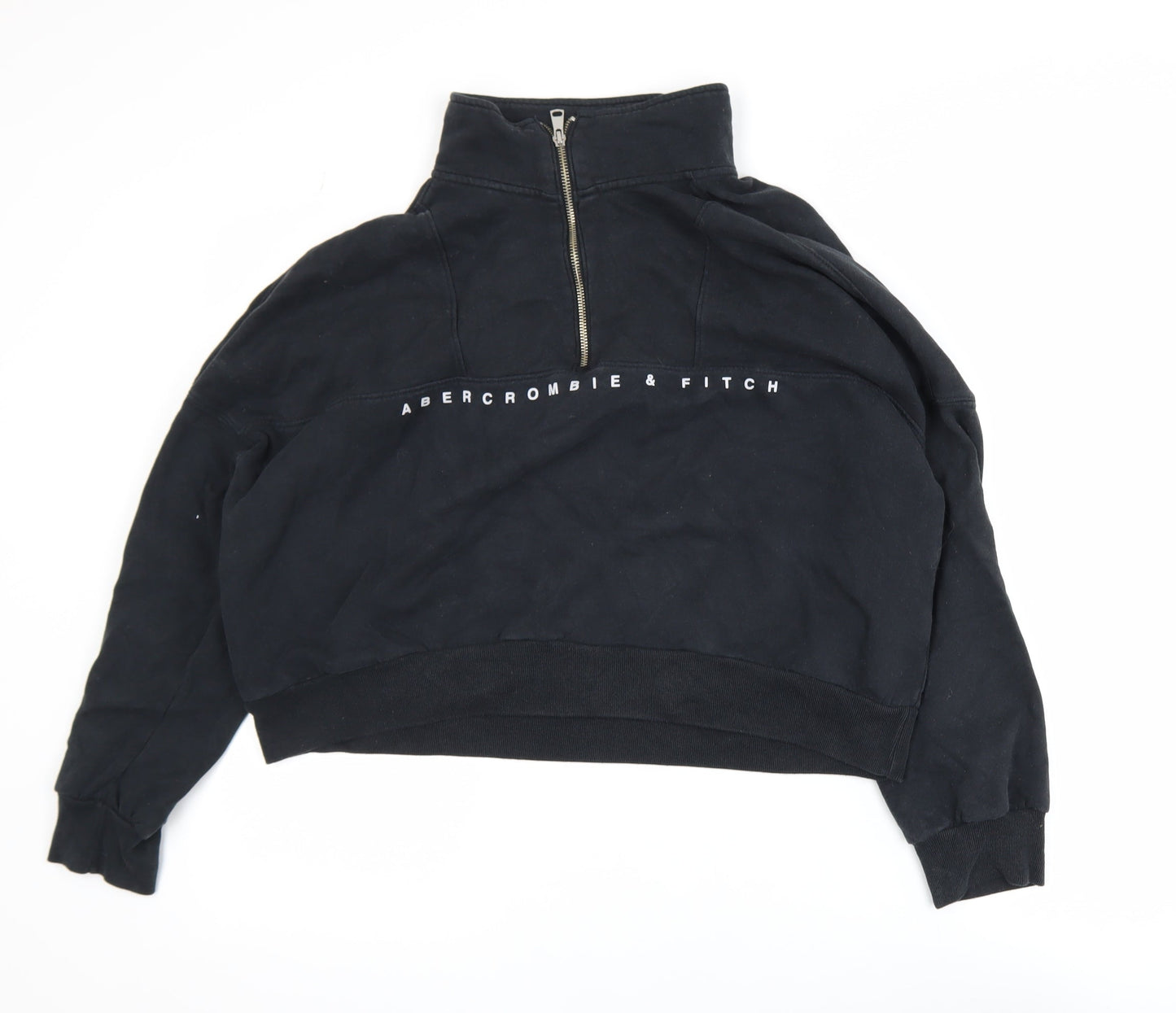 Abercrombie & Fitch Women's Black 1/4 Zip Sweatshirt L Soft Cotton Blend