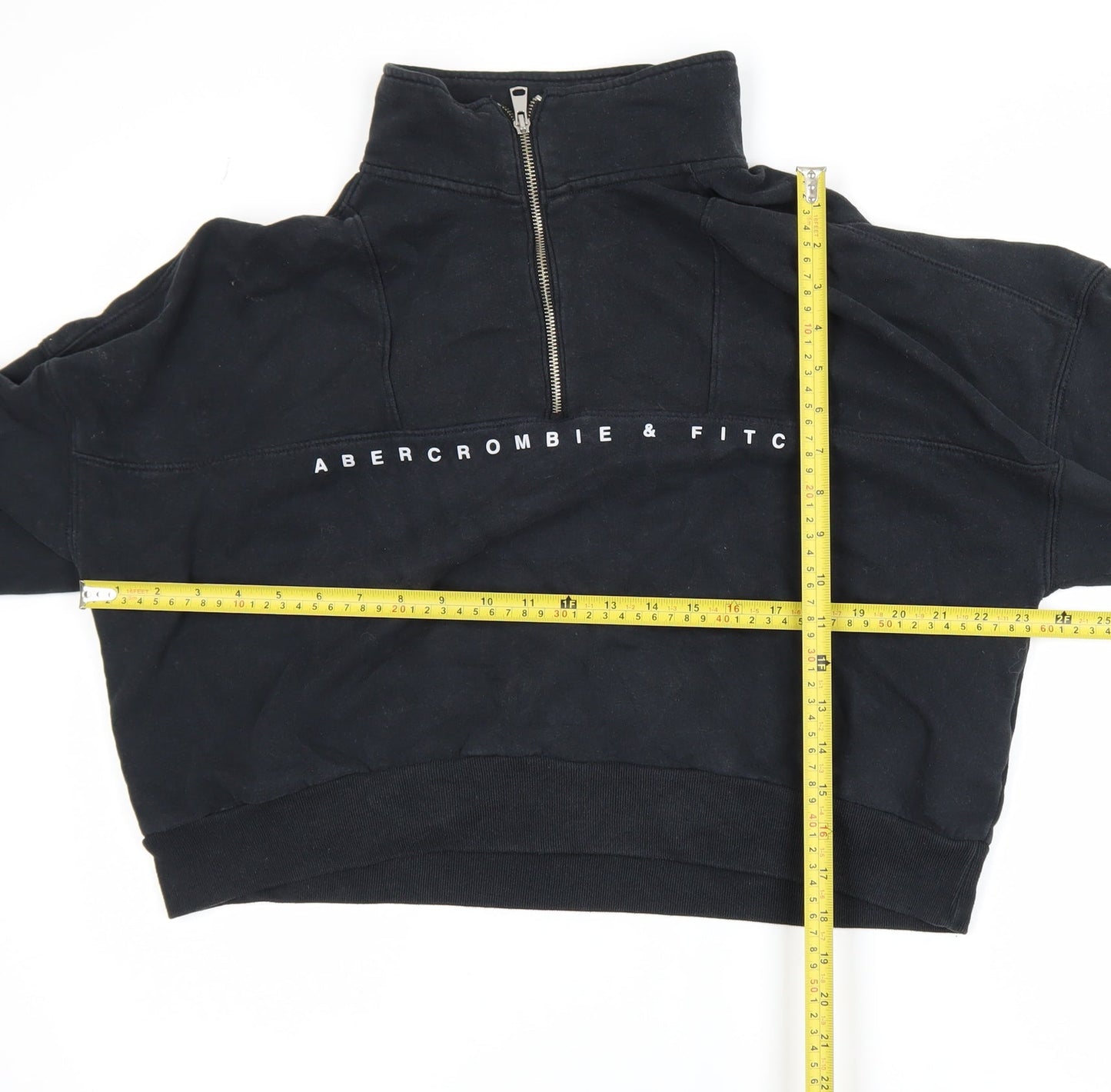Abercrombie & Fitch Women's Black 1/4 Zip Sweatshirt L Soft Cotton Blend