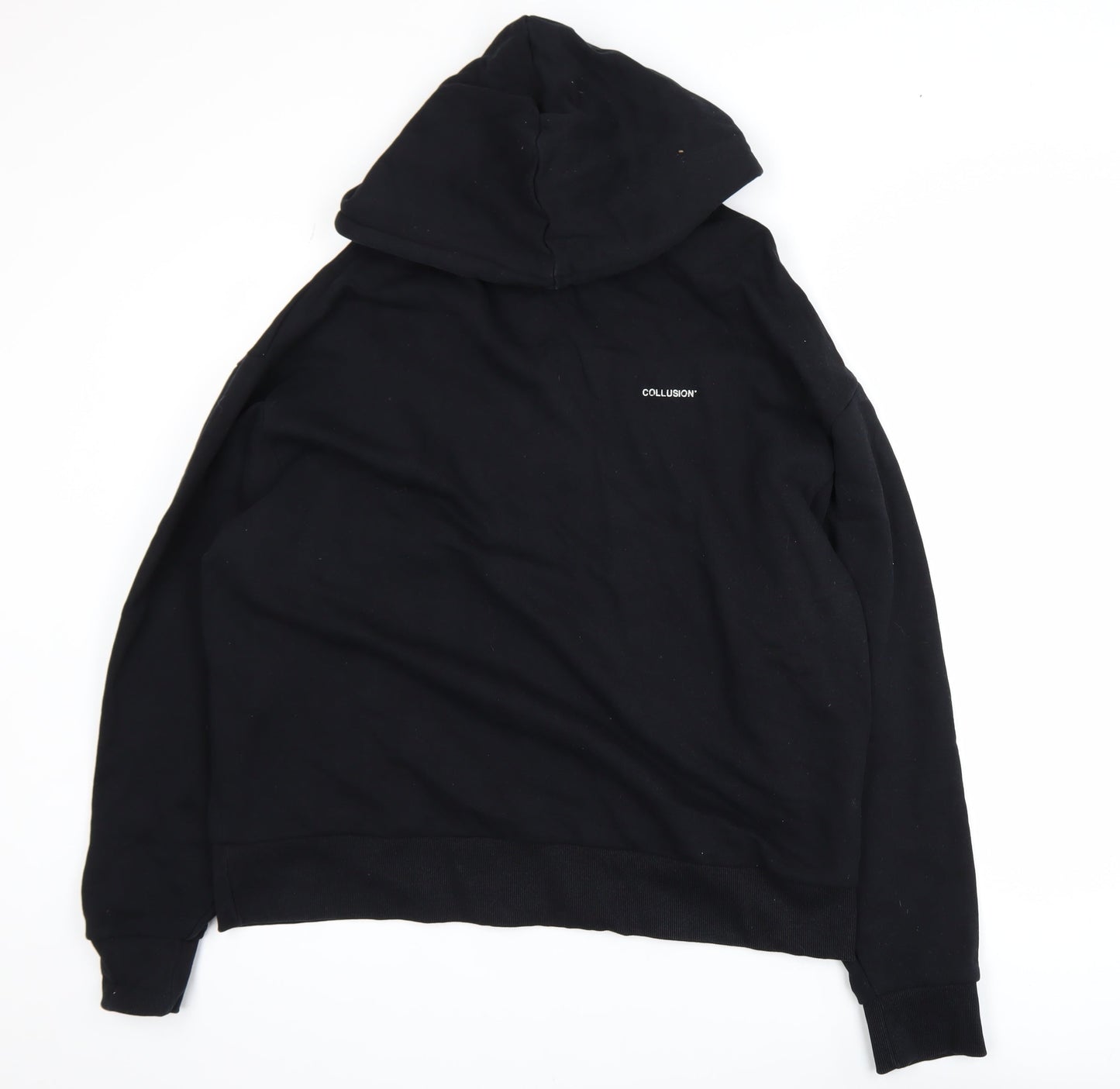 Collusion Men's Black Graphic Print Pullover Hoodie Size S