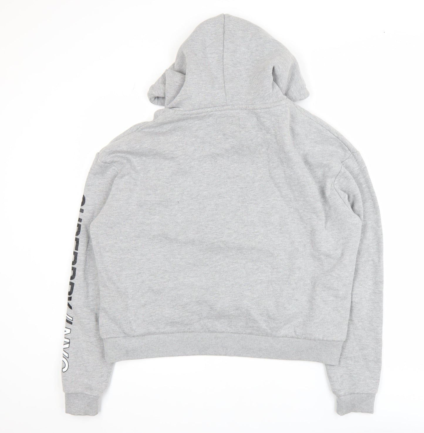 Superdry Women Grey Hoodie Size S Pullover Graphic Print Sweatshirt
