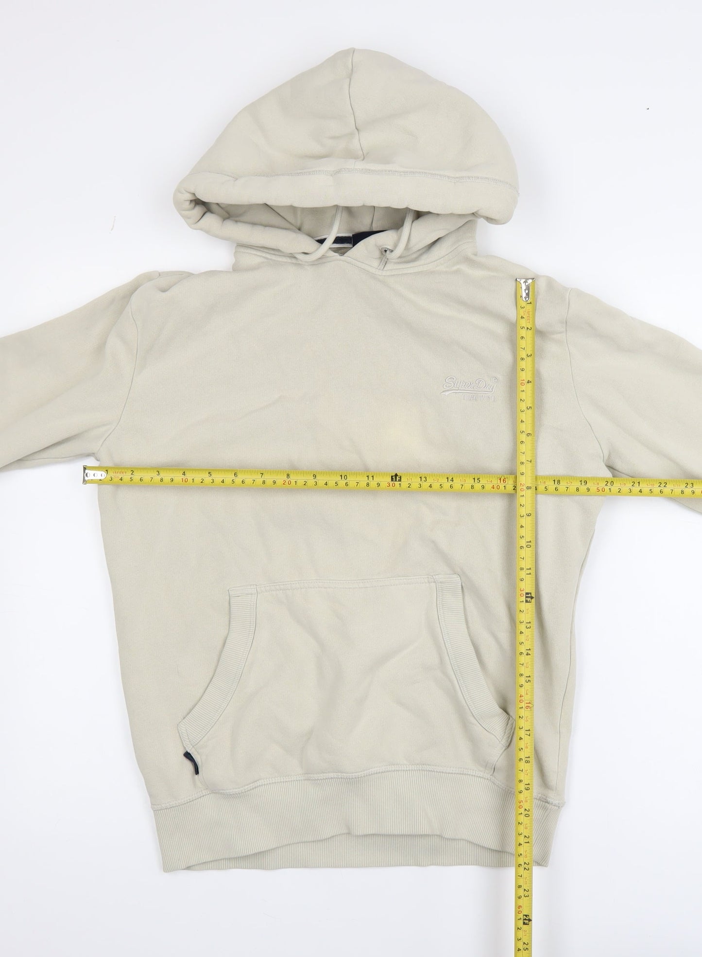 Superdry Women Beige Small Pullover Hoodie with Logo Front