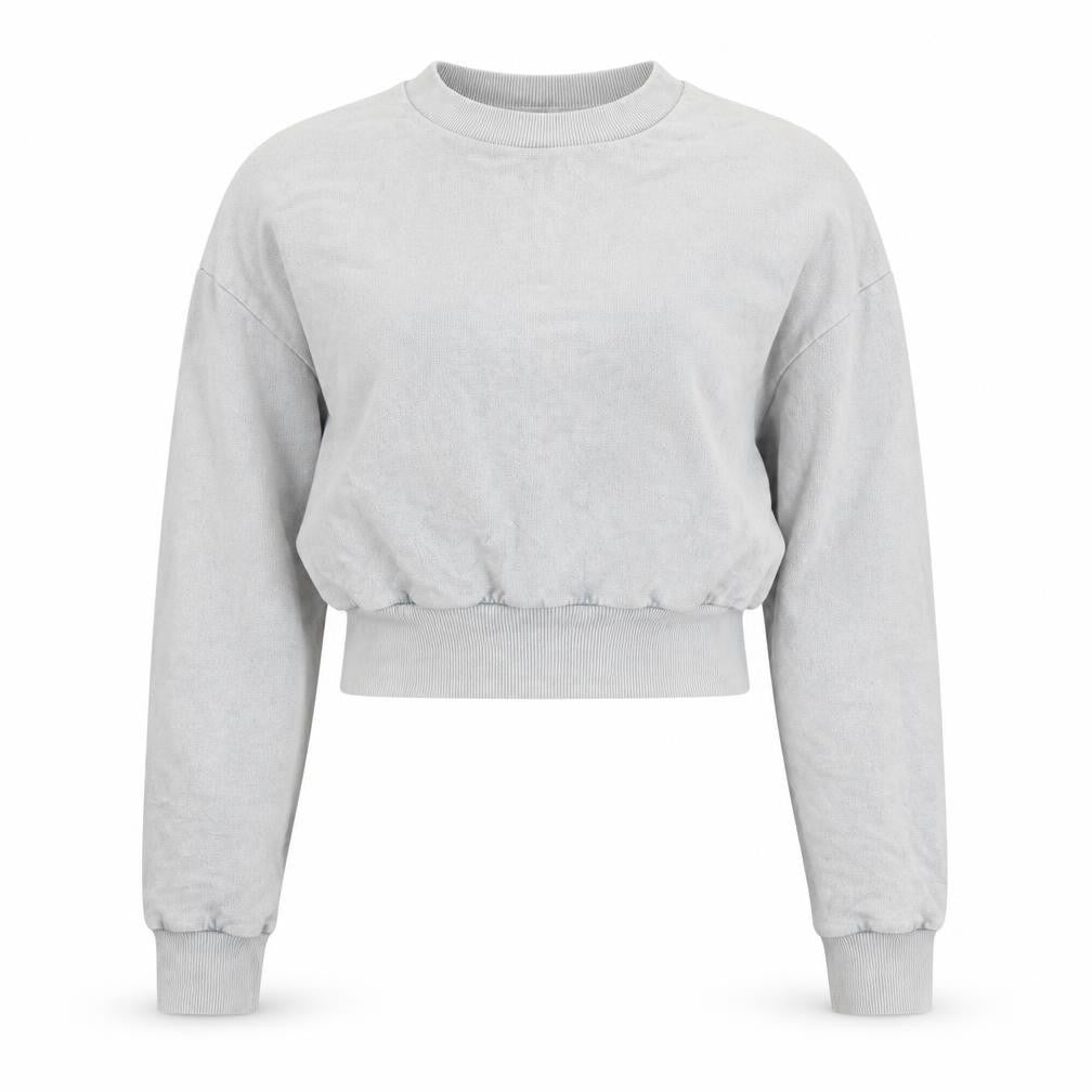 Front view of ASOS DESIGN Women Grey Cropped Pullover Sweatshirt UK 8 Cotton
