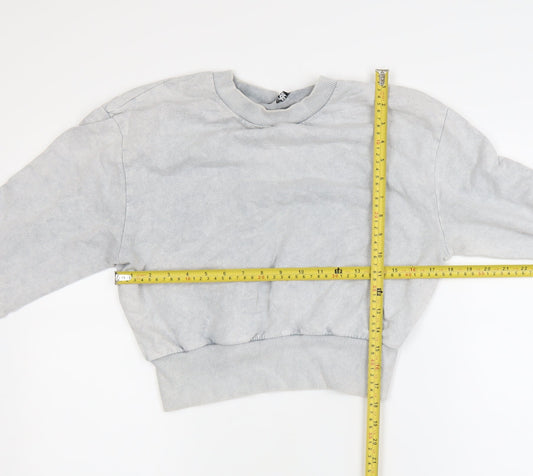 ASOS DESIGN Women Grey Cropped Pullover Sweatshirt UK 8 Cotton