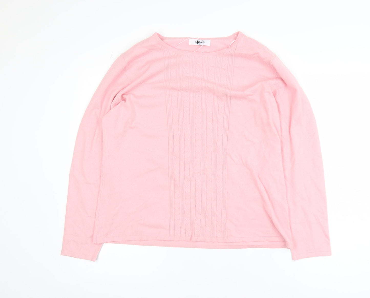 Classic Womens Pink Long Sleeve Pullover Sweatshirt Size L