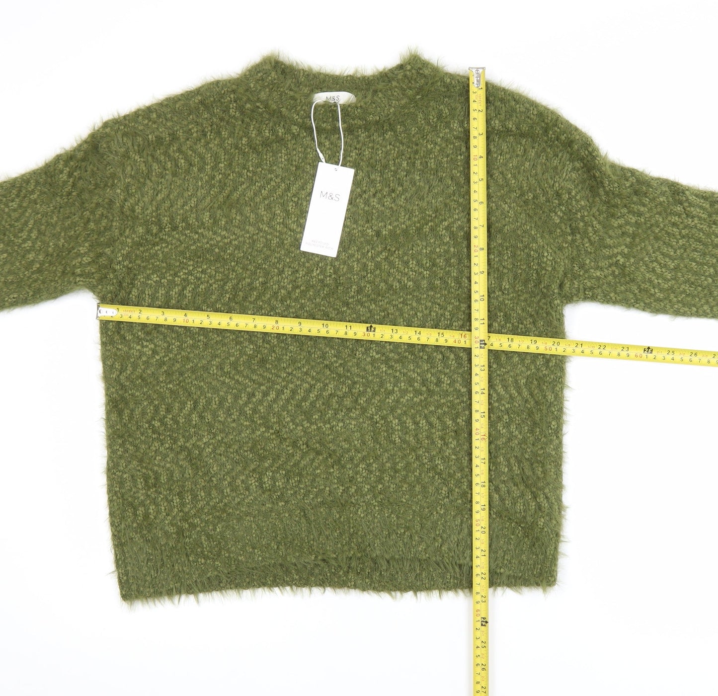 Marks and Spencer Women's Green Chunky Knit Pullover Jumper Size M