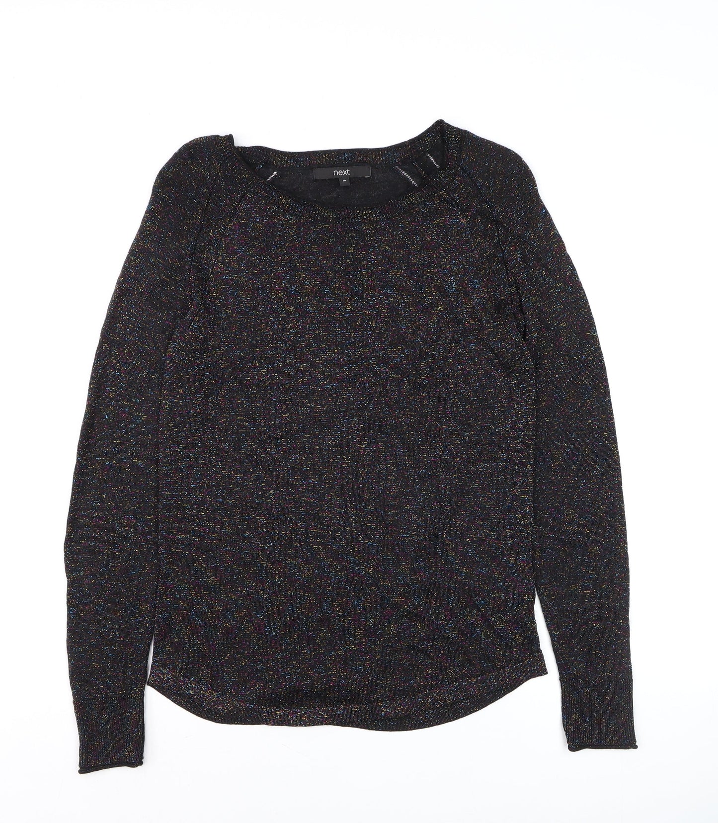Next Womens Black Sparkle Knit Pullover Jumper Size 10