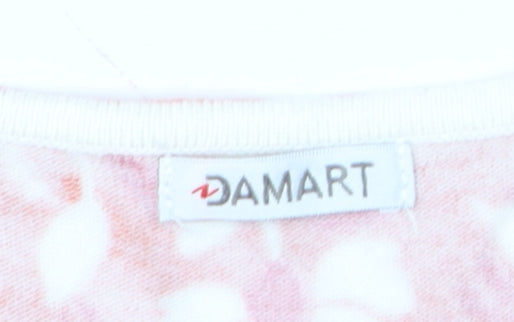 Damart Women Orange Floral 3/4 Sleeve Pullover Jumper Size L