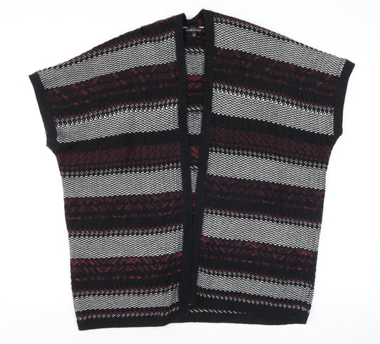 Candy Couture Girls Black and Red Striped Open Knit Cardigan 14 Years