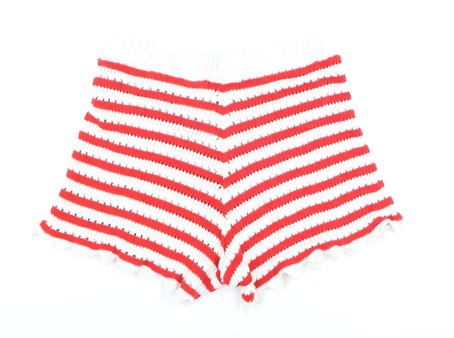 ASOS DESIGN Women Red White Striped Knit Shorts Size S