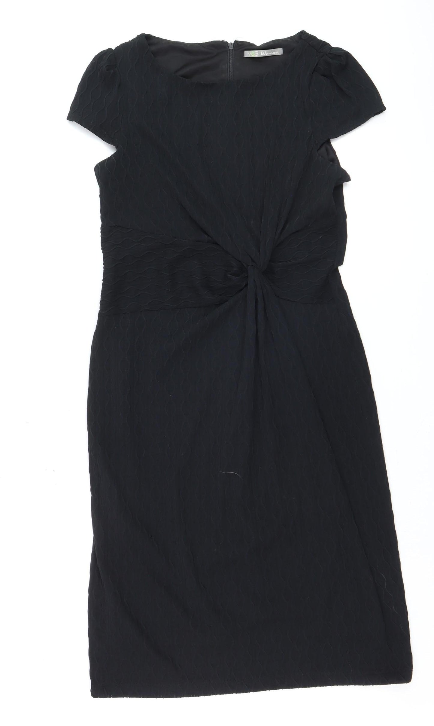 Marks and Spencer Women Black Size 16 Sheath Knee Length Dress