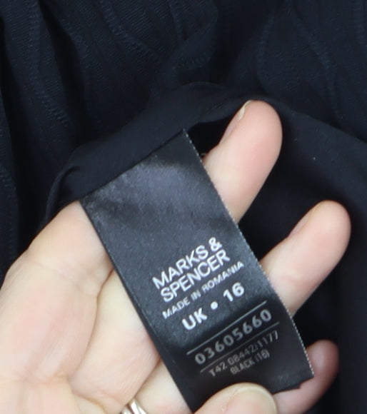 Marks and Spencer Women Black Size 16 Sheath Knee Length Dress