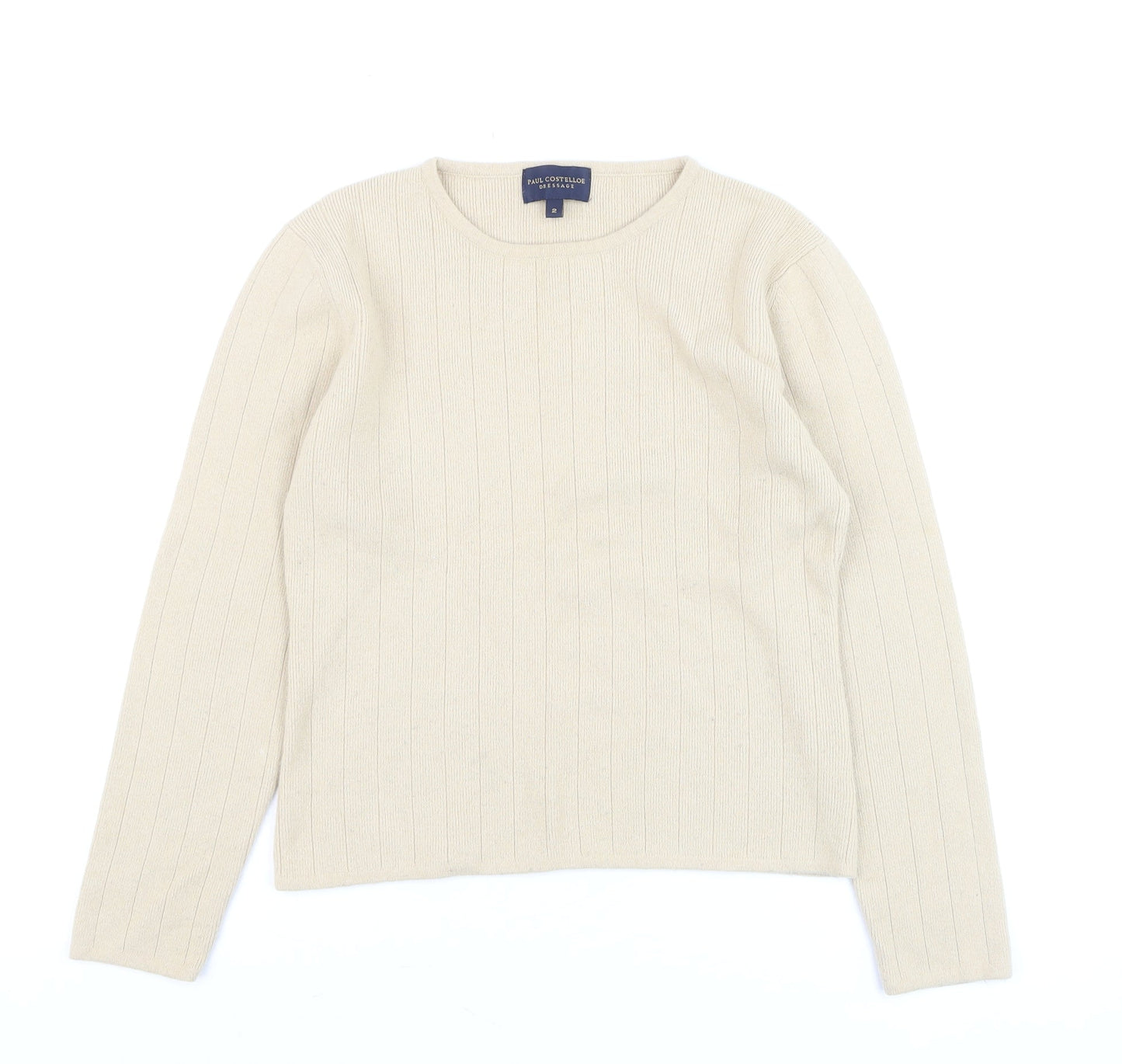 Paul Costelloe Women Beige Wool Blend Crew Neck Jumper Size S