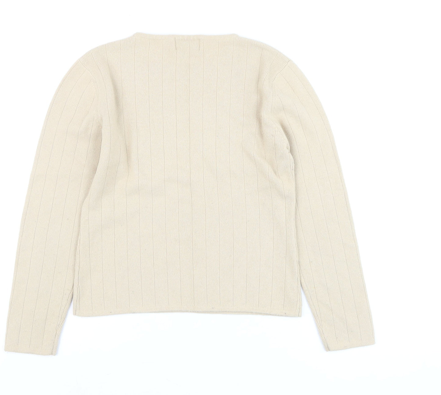 Paul Costelloe Women Beige Wool Blend Crew Neck Jumper Size S