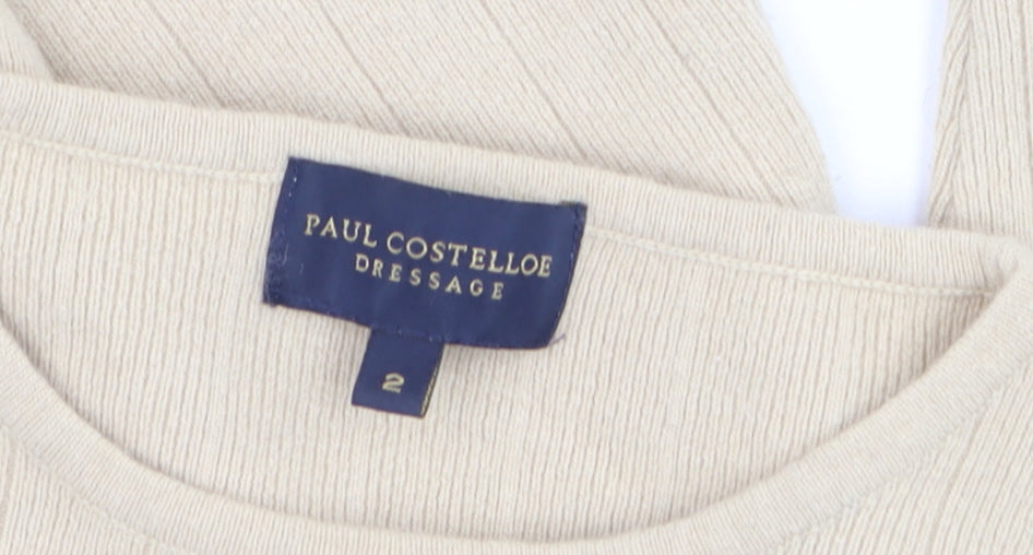 Paul Costelloe Women Beige Wool Blend Crew Neck Jumper Size S