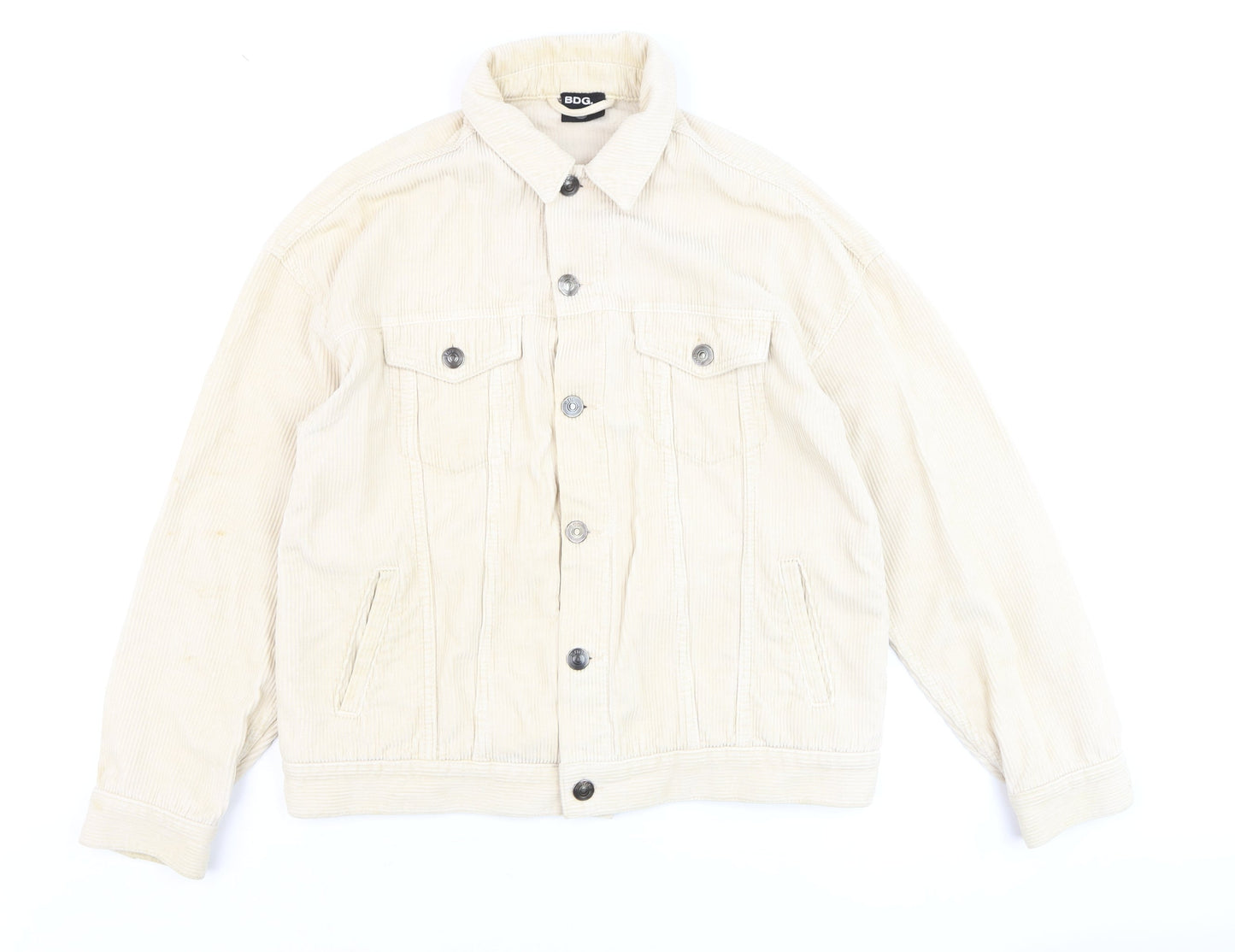 BDG Men's Beige Corduroy Button Jacket Small Regular Fit