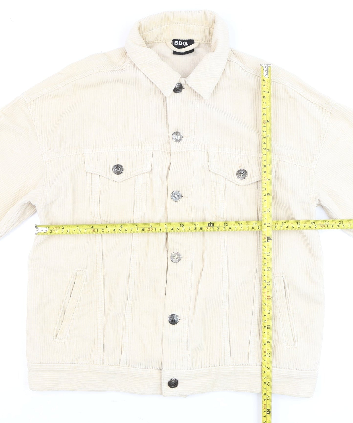 BDG Men's Beige Corduroy Button Jacket Small Regular Fit