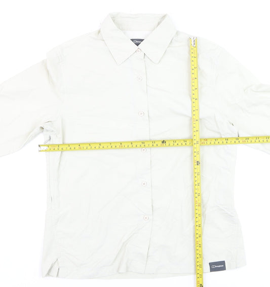 Berghaus Women Beige Size 12 Long Sleeve Nylon Button-Up Shirt