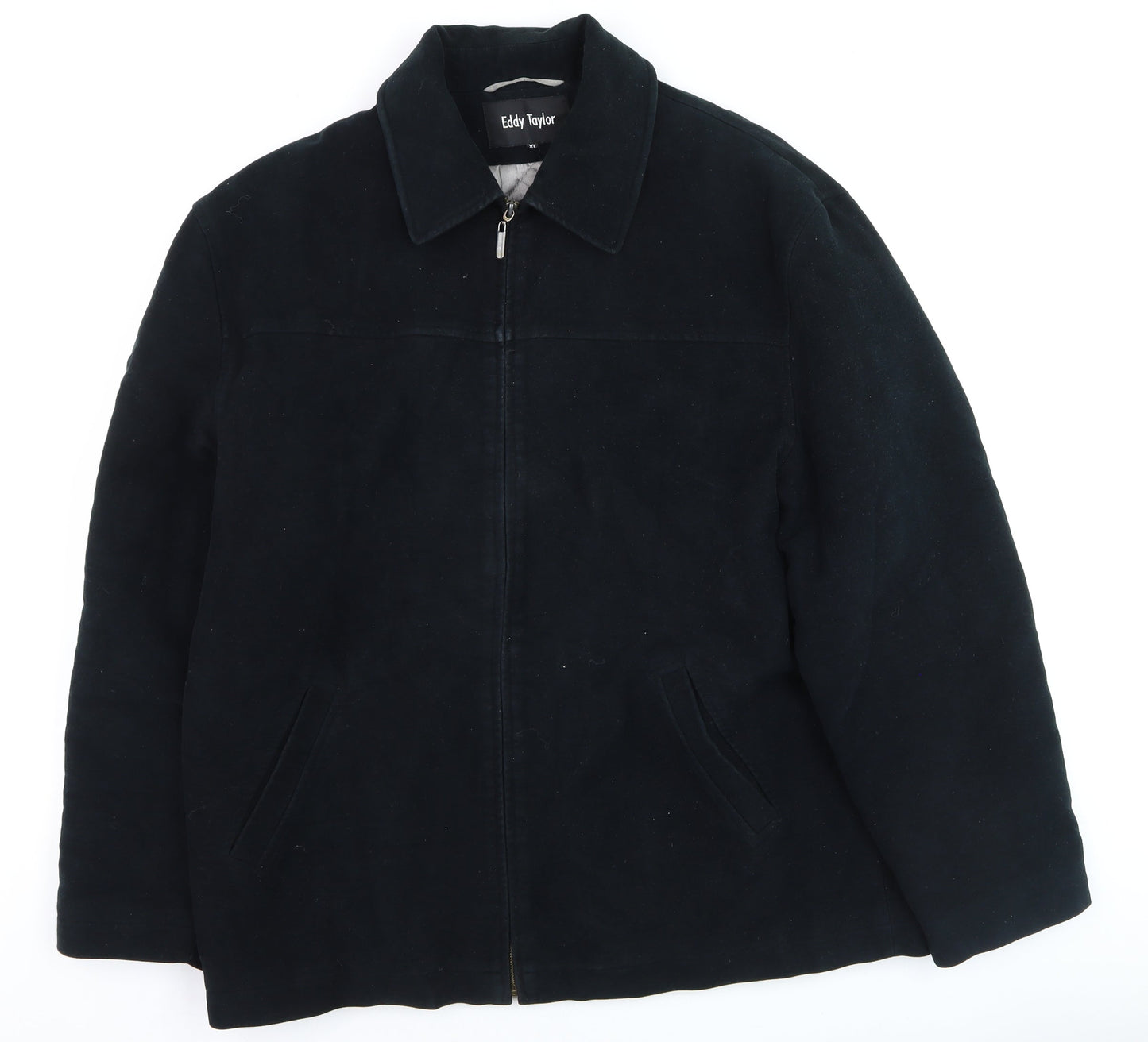 Eddy Taylor Men's Black Suede Zip Jacket XL Lined Casual Coat