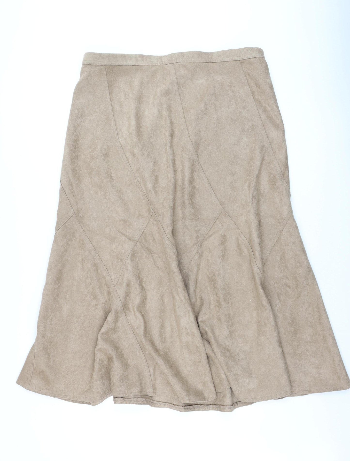 Marks and Spencer Women Beige A-Line Midi Suede Skirt Size 20