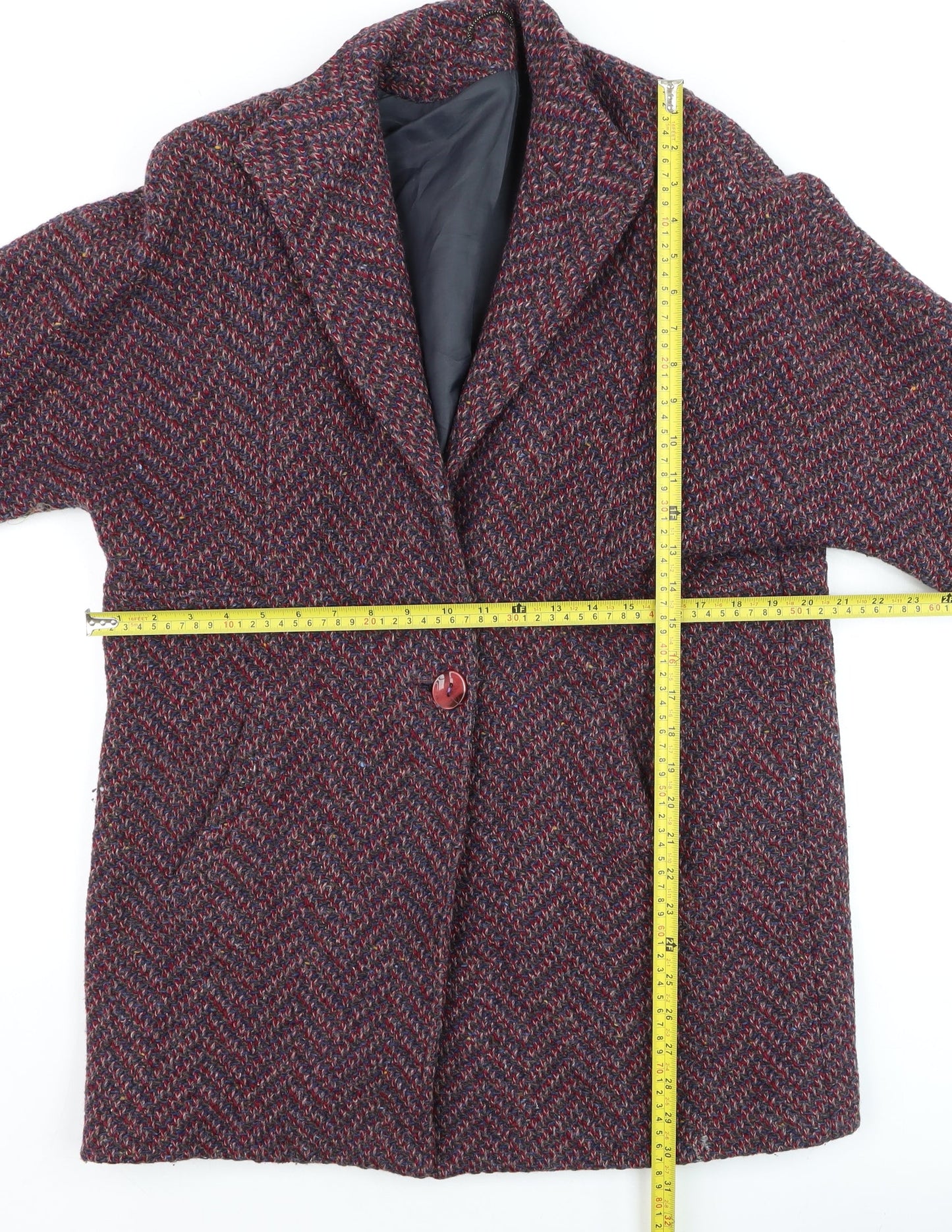 Dereta Women's Multicoloured Wool Tweed Overcoat Size 10
