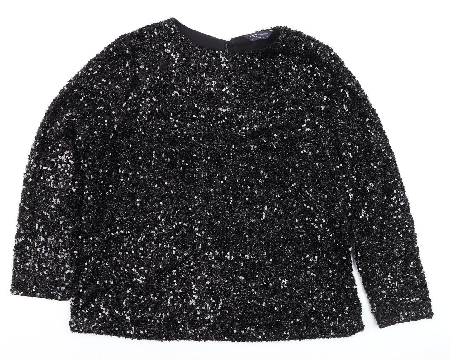 Marks and Spencer Women’s Black Sequin Blouse Size 16 Party Top