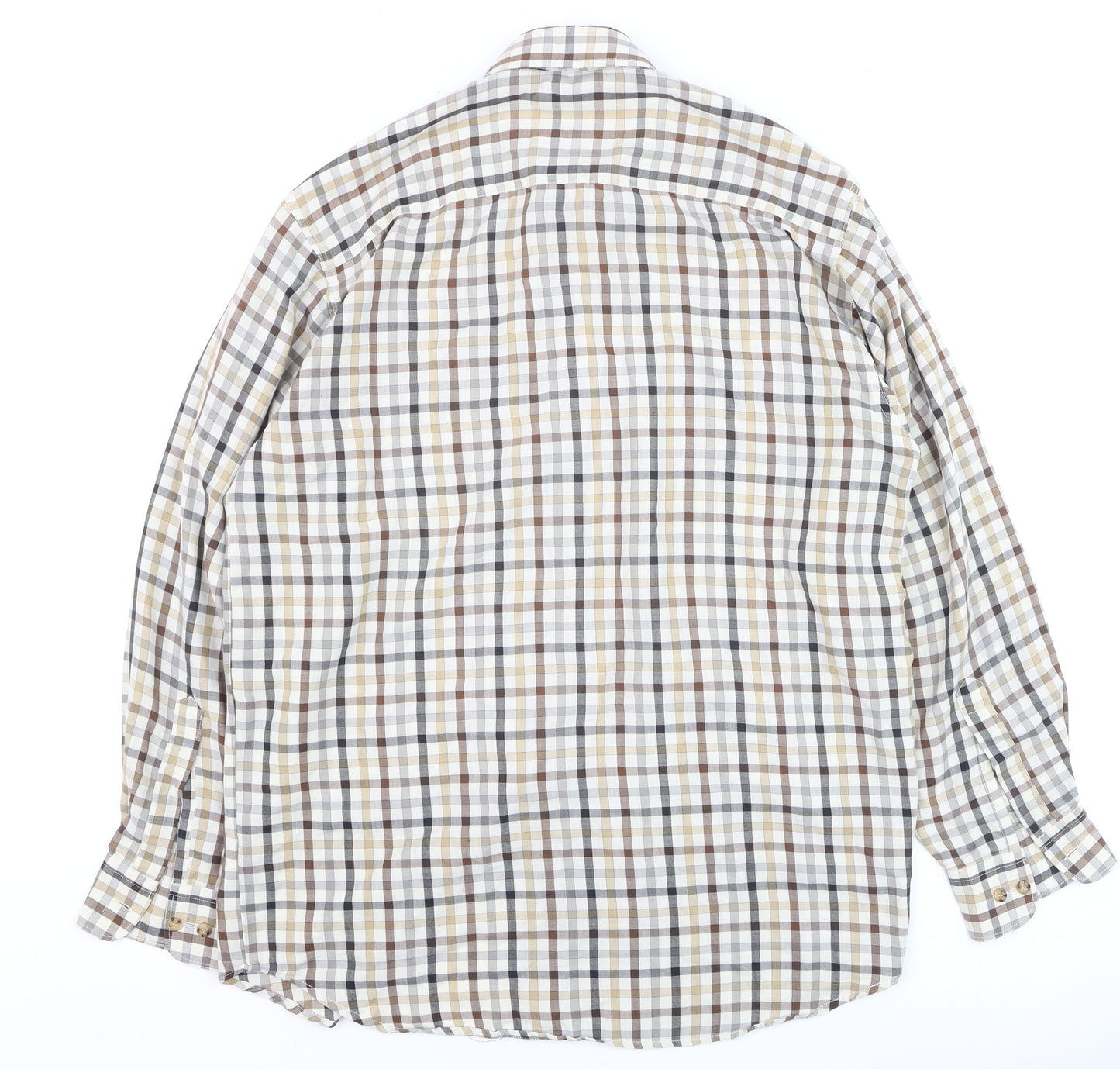 Bonart Women Brown Check Long Sleeve Button-Up Cotton Blend Shirt Size 16