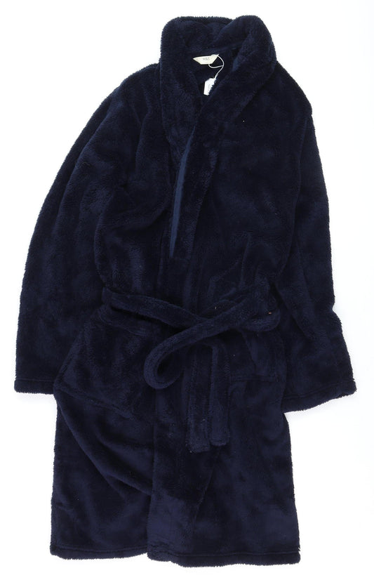 Marks and Spencer Men's Navy Blue Fleece Robe Medium Belted Soft Warm