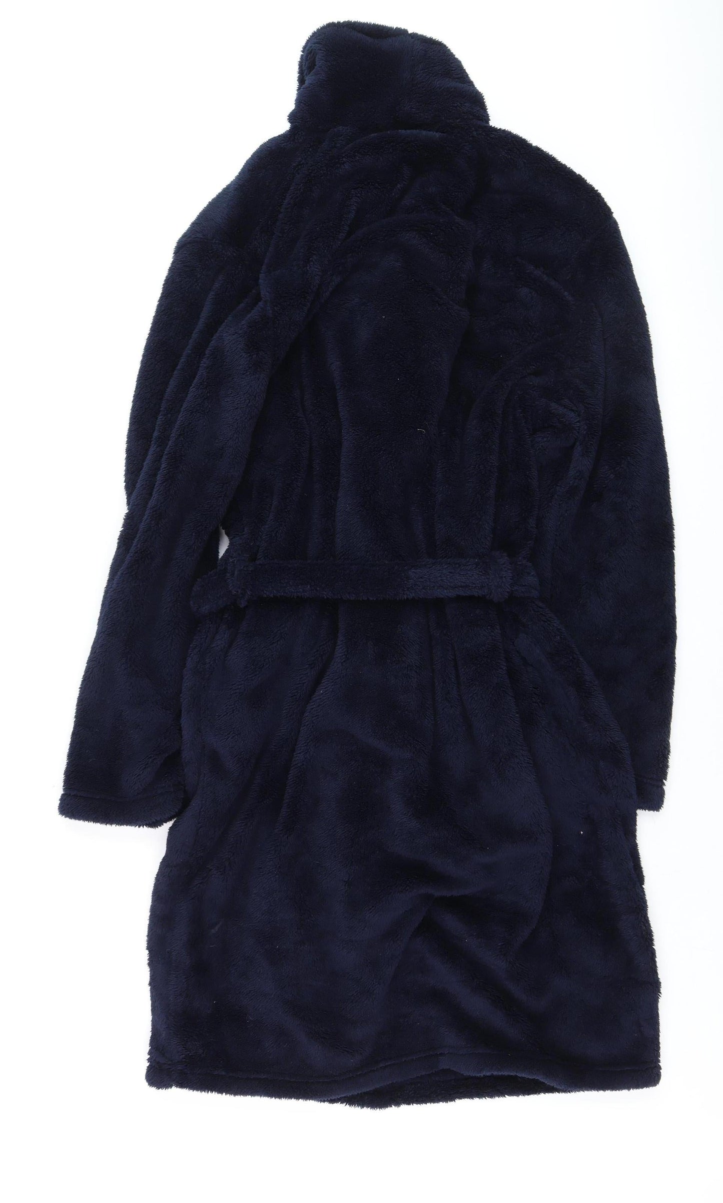 Marks and Spencer Men's Navy Blue Fleece Robe Medium Belted Soft Warm