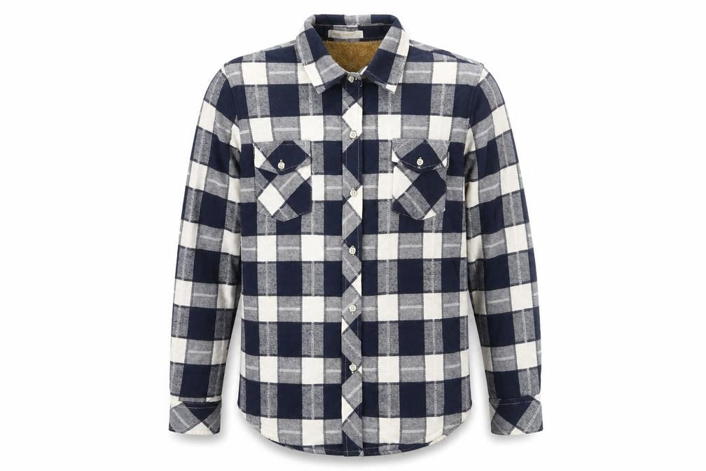 JIANG VI XUAN Boys Blue Check Flannel Long Sleeve Button-Up Shirt XL
