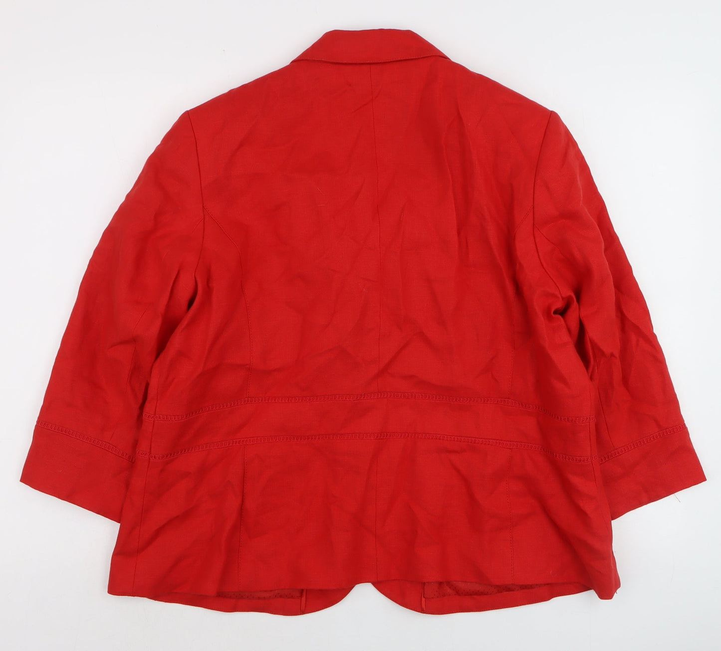 Marks and Spencer Women Red Linen Blazer Jacket Size 20
