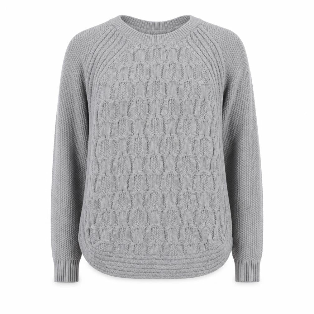 Jones New York Womens Grey Cotton Cable-Knit Jumper M