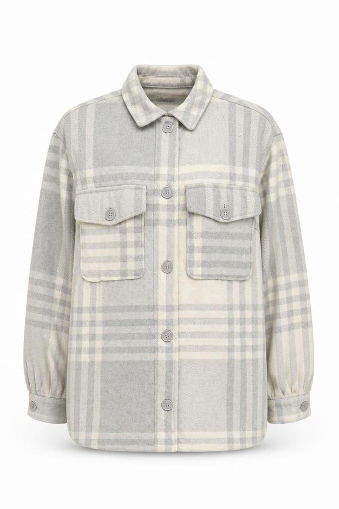 New Look Womens Grey Check Button Jacket Size 16