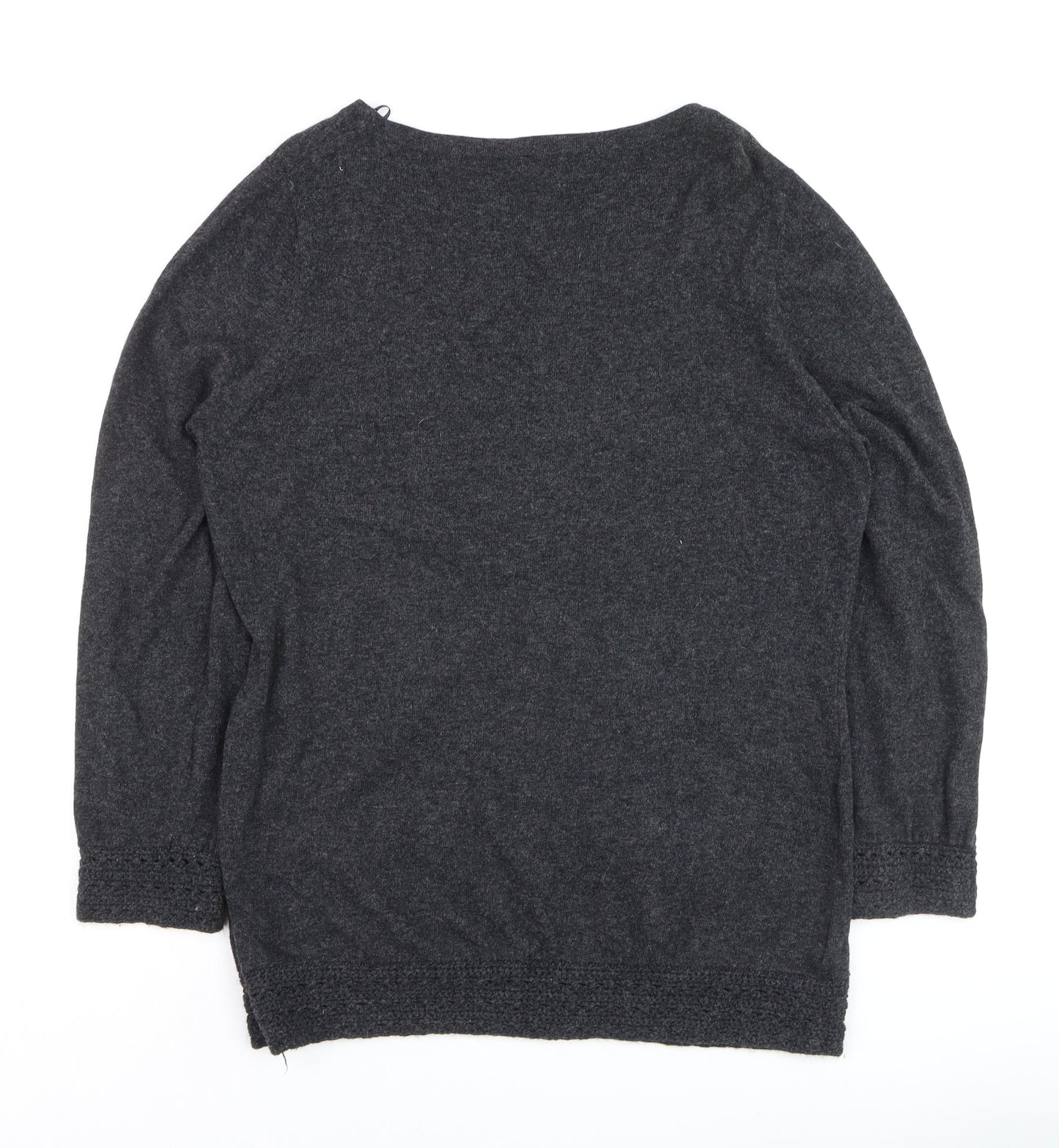 CC Women Grey Wool Blend Boat Neck Long Sleeve Pullover Jumper XL