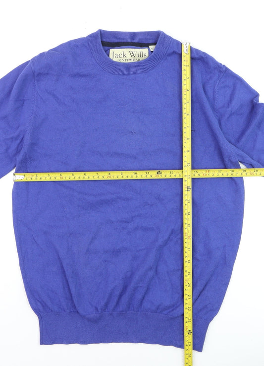 Jack Wills Men's Blue Cotton Cashmere Crew Neck Jumper L