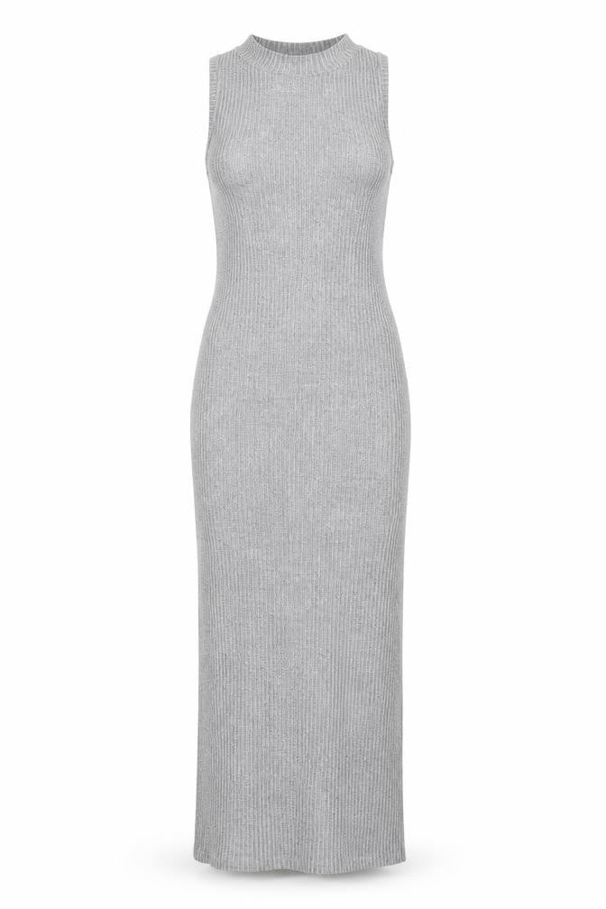 River Island Women’s Grey Ribbed Bodycon Dress Size 12
